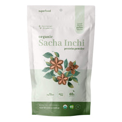 ANCESTRAL ORGANICS Sacha Inchi protein bottle front for plant-based daily nutrition.
