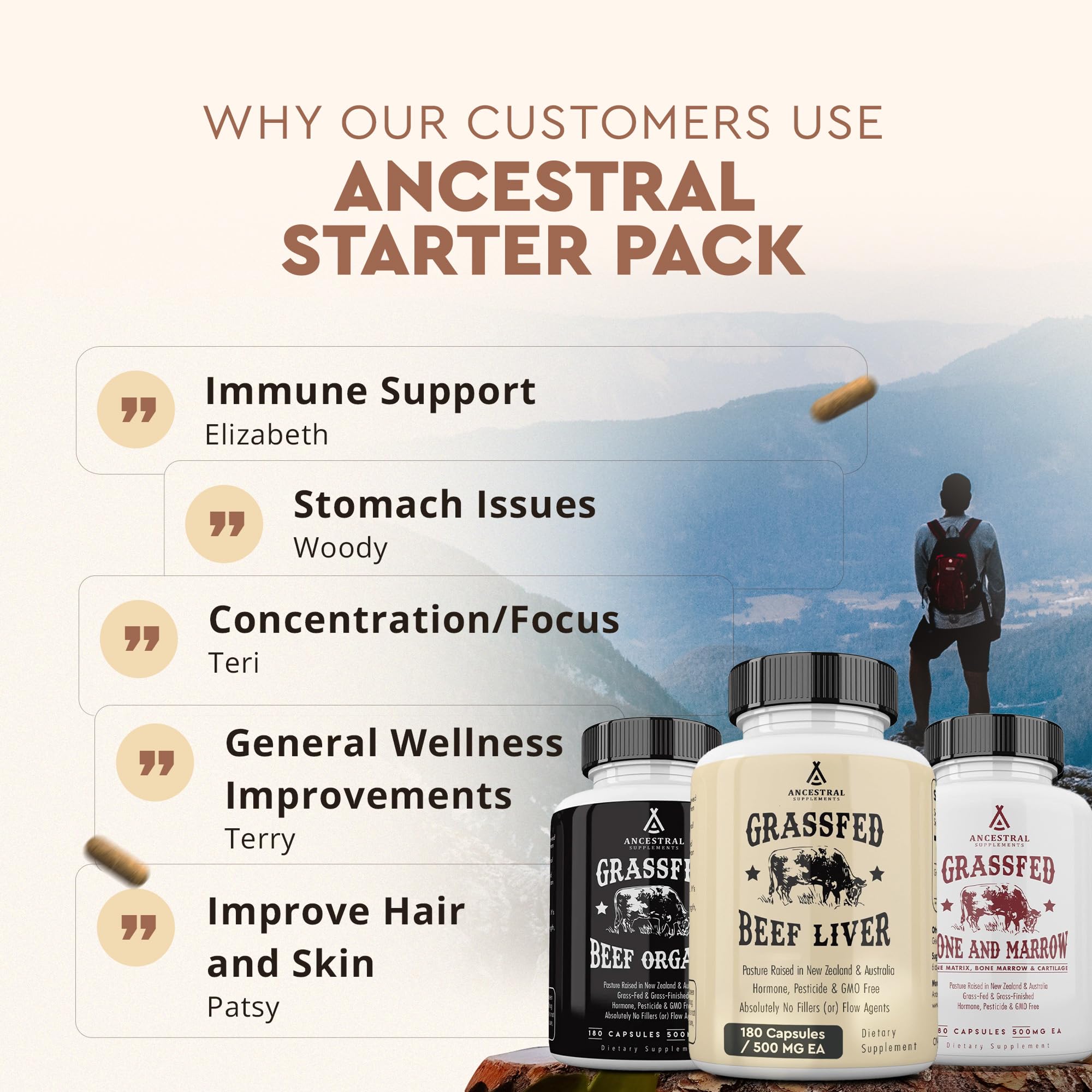 Ancestral Supplements 180 capsules equals a convenient one-month supply.