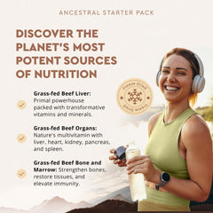 Ancestral Supplements beef organs capsules pour shows easy daily dosing for active lifestyles.
