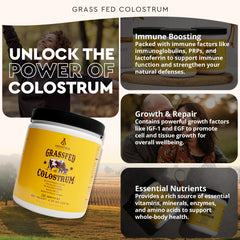 Ancestral Supplements colostrum powder stirred into cold beverage for easy use.