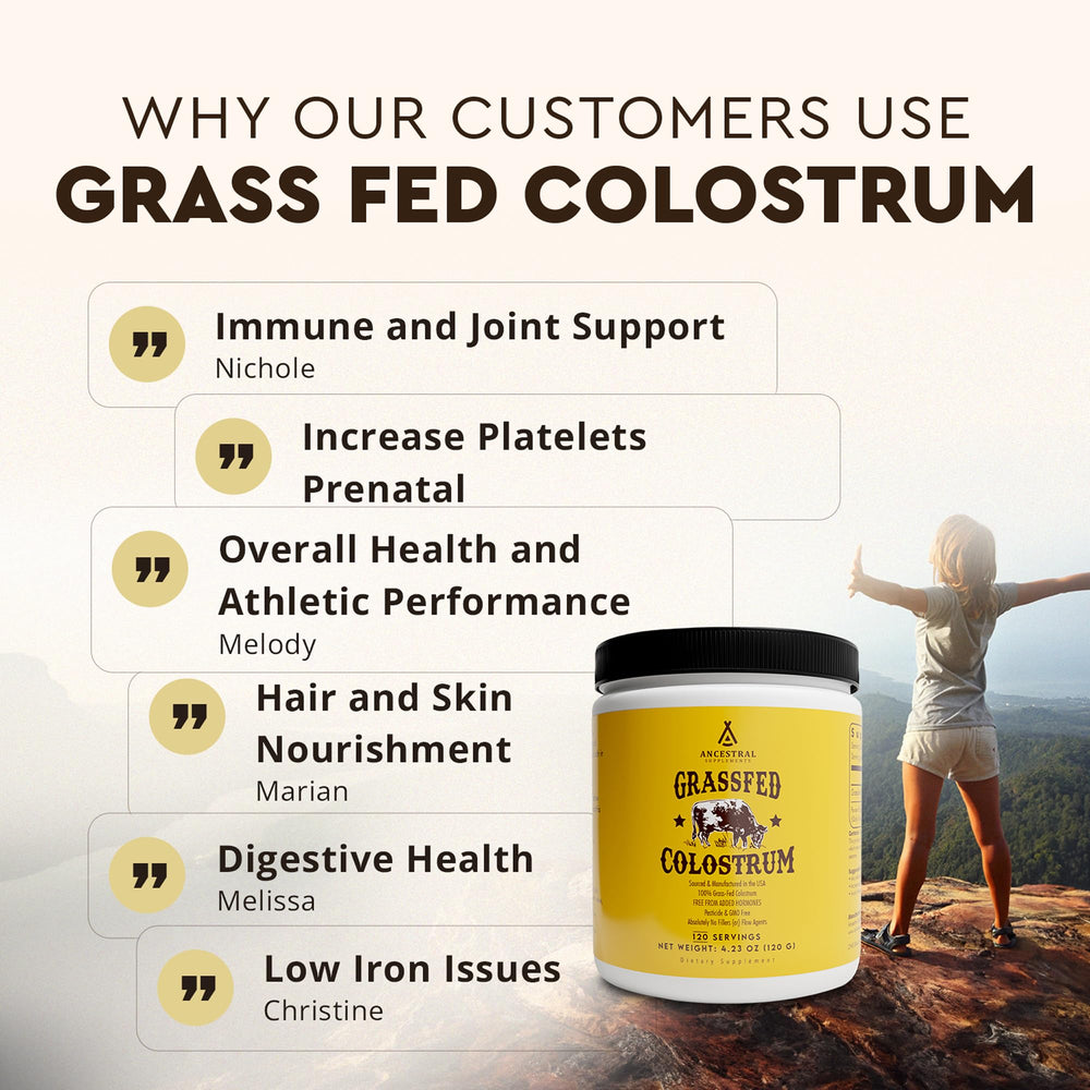 Ancestral Supplements label notes growth factors like IGF-1 and EGF for tissue support.