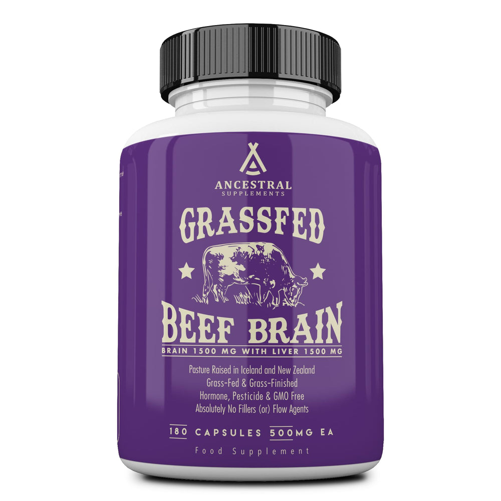 Ancestral Supplements brain bottle pour for daily brain support.