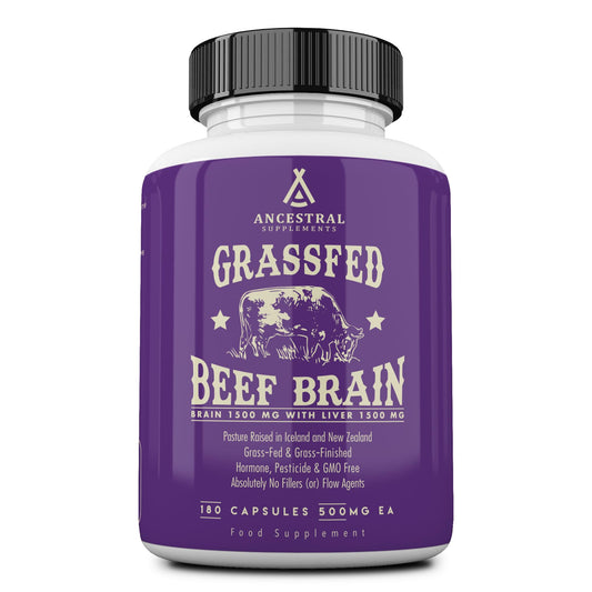 Ancestral Supplements brain bottle pour for daily brain support.