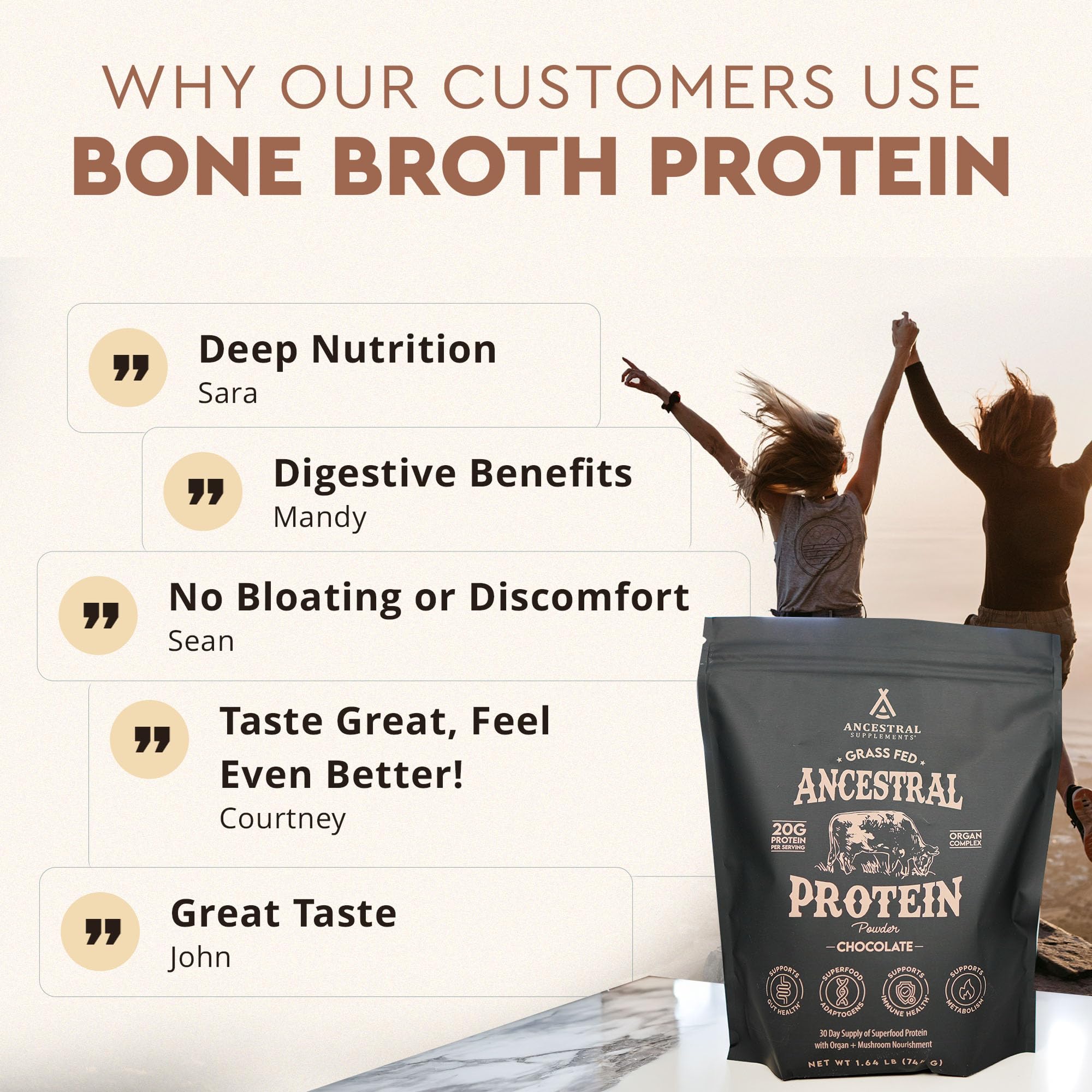 Preparing a chocolate protein shake with Ancestral Supplements