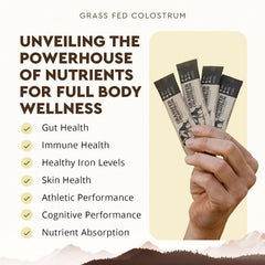 Ancestral Supplements grass-fed beef colostrum packets highlight sourcing and quality