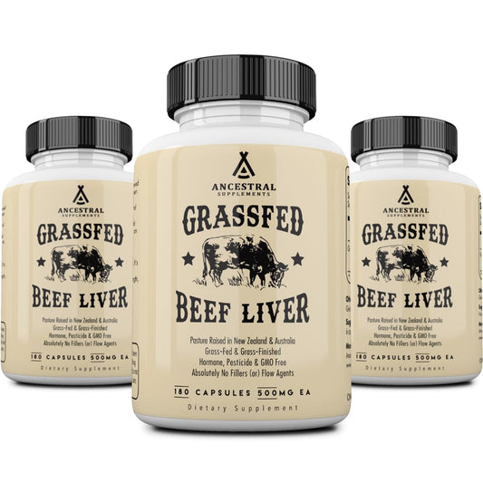 Ancestral Supplements grass-fed beef liver capsules bottle supports daily energy