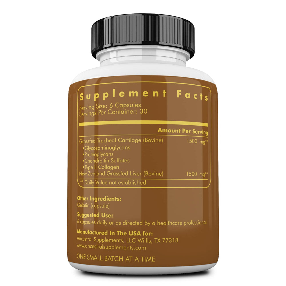 Ancestral Supplements capsules close-up, easy-to-swallow joint health support.