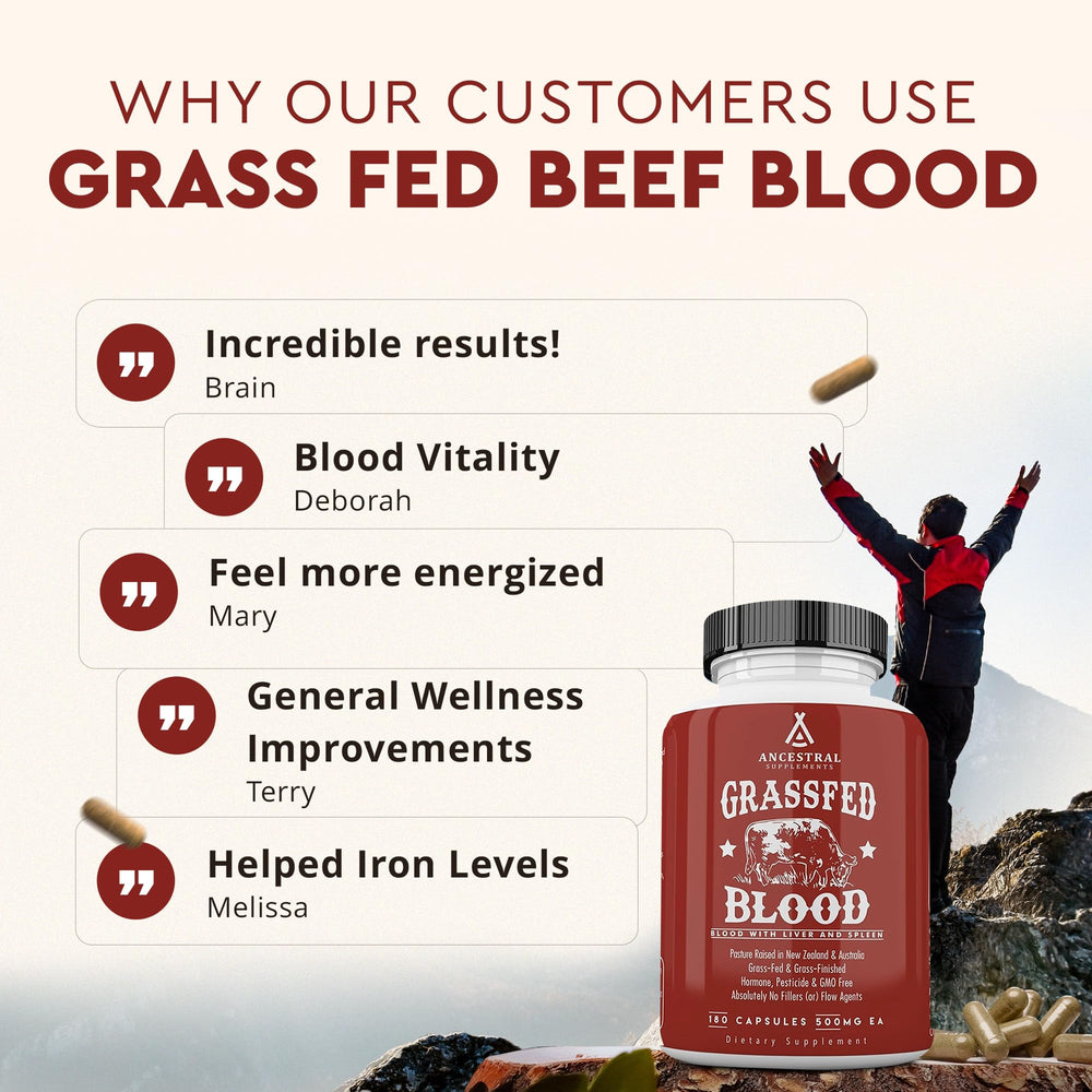 Ancestral Supplements Blood Is Blood front view—capsules ready for daily use