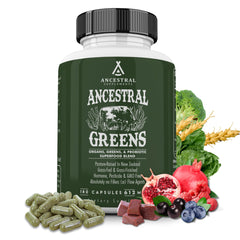 Ancestral Supplements greens powder capsules, easy daily nutrition for vitality.