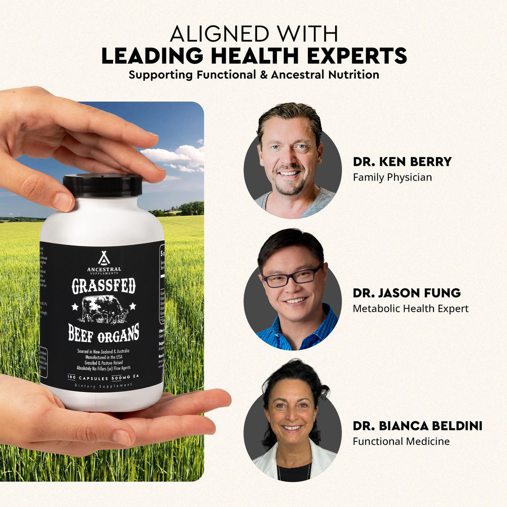 Ancestral Supplements Ingredients Panel close-up shows non-GMO sourcing details