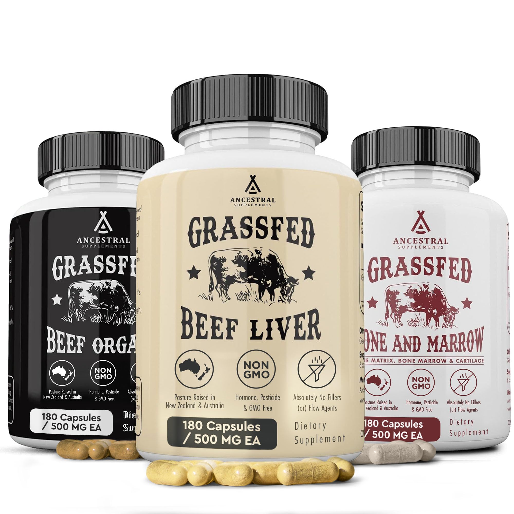 Ancestral Supplements Organs Starter Pack bottle on shelf for daily wellness routine.