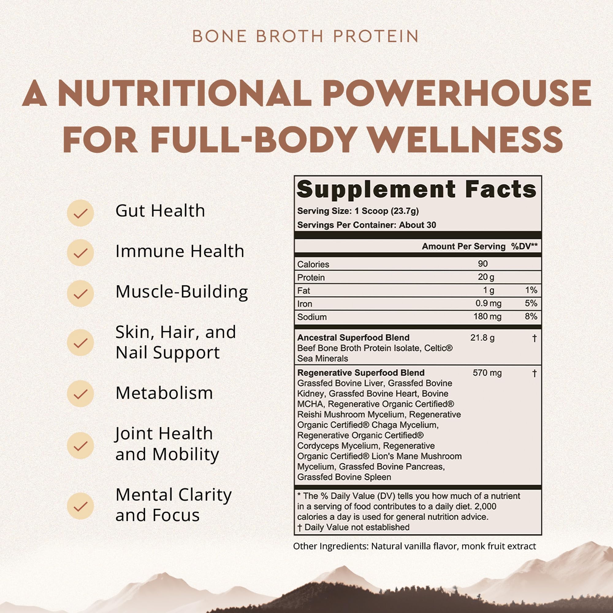 Ancestral Supplements vanilla protein powder container for smoothies and shakes boosting daily protein goals