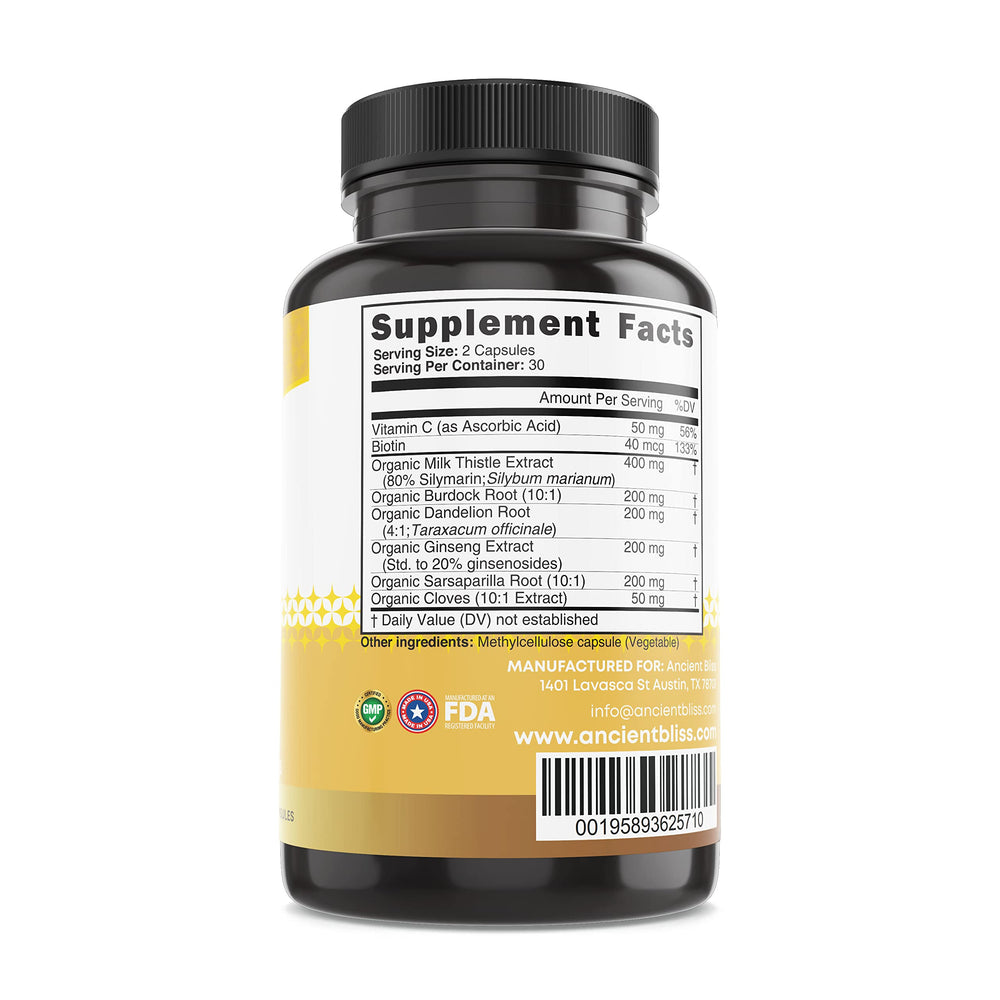 Ancient Bliss Liver Love capsules inside reveal a smooth, easy-to-swallow experience.