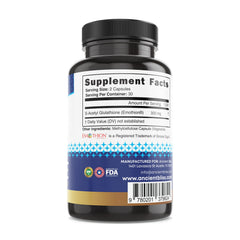Ancient Bliss plant-based formula capsules highlight clean, vegan ingredients.