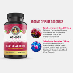 Ancient Bliss Resveratrol with green tea extract for gentle energy.