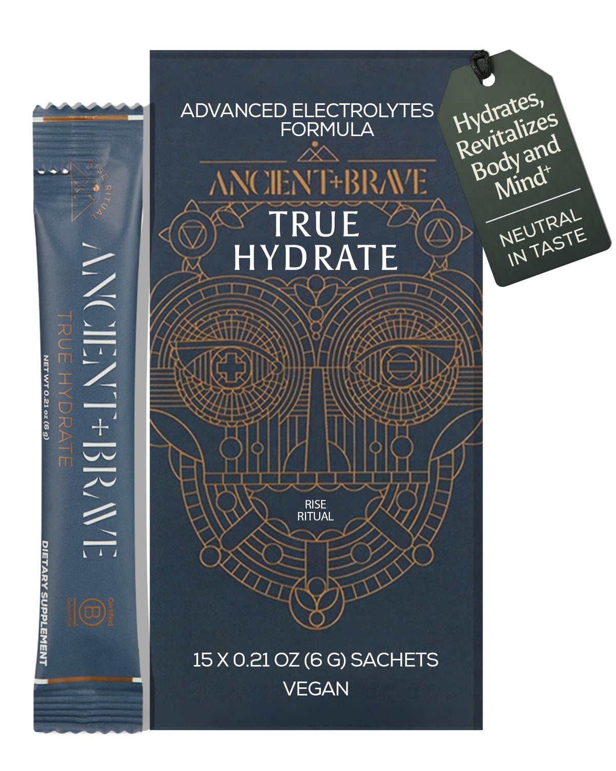 Ancient Brave True Hydration Powder pouch ready for daily hydration and energy support.