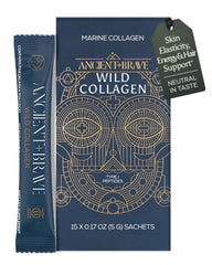 Ancient + Brave Wild Collagen sachets pack for on-the-go beauty support.