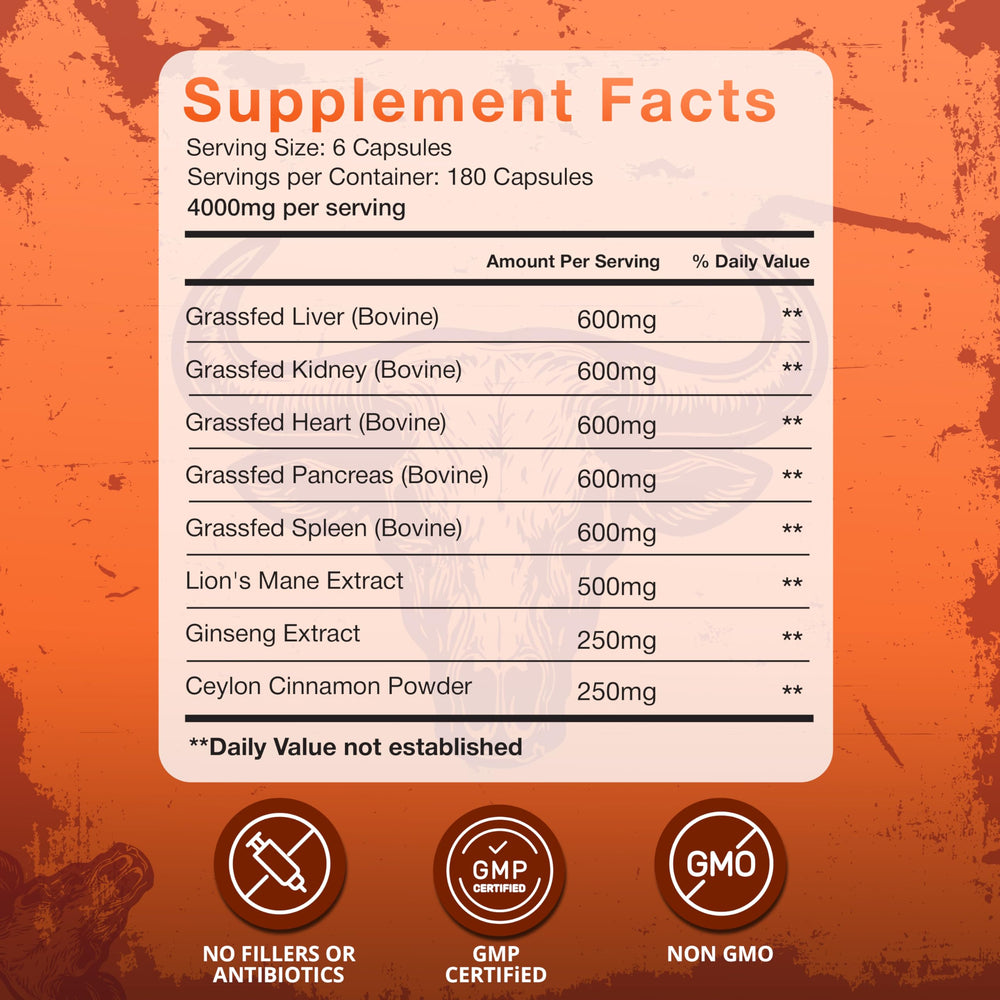 ANCIENT DIOSA beef liver capsules packaging highlighting natural vitamins for energy