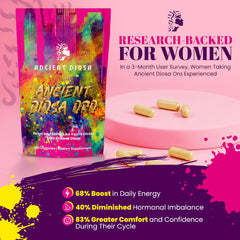 Ancient Diosa ingredients panel closeup emphasizing non-GMO and gluten-free