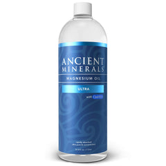 Ancient Minerals Magnesium Oil Ultra bottle close-up highlighting Zechstein absorption
