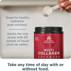 Ancient Nutrition Advanced Multi Collagen Hydrate packaging communicates premium hydration.