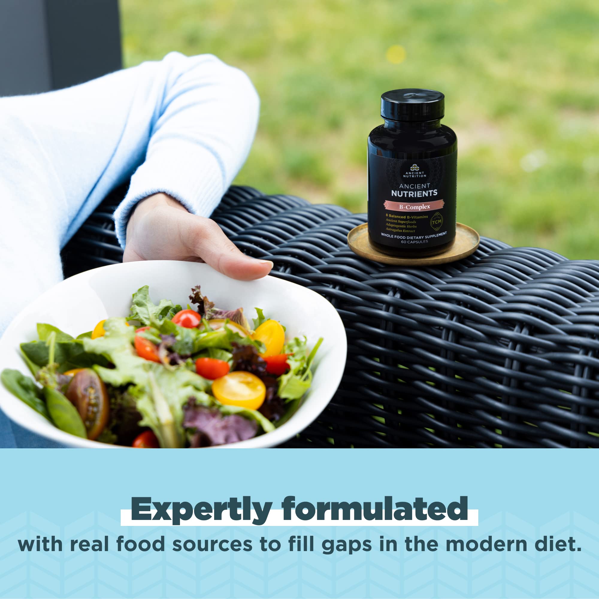 Ancient Nutrition Ancient Nutrients TCM Blend ingredients like Dong Quai and adaptogens featured.