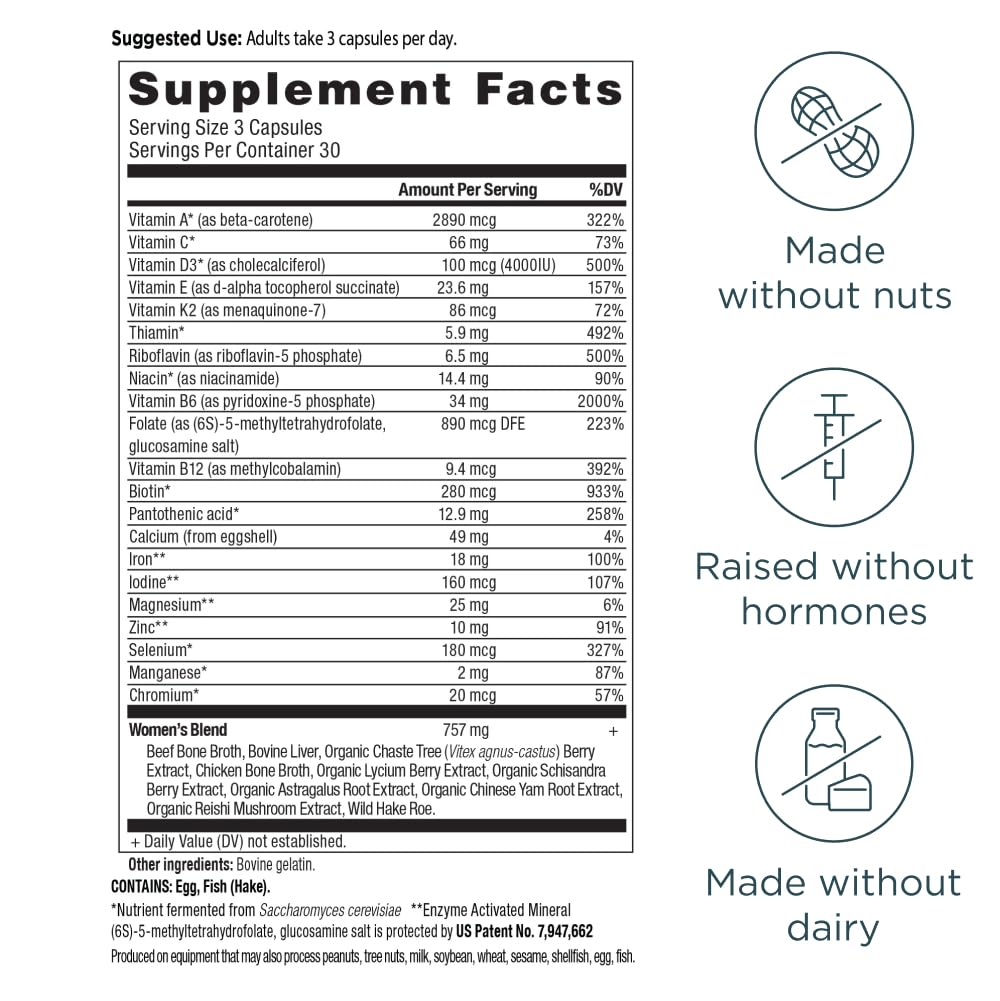 Ancient Nutrients label close-up showing 21 vitamins and minerals.