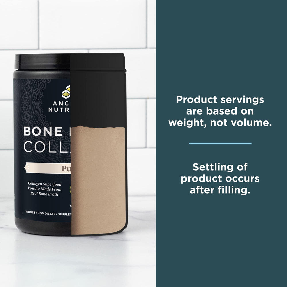Ancient Nutrition ingredients list showing three collagen types for versatile daily use.
