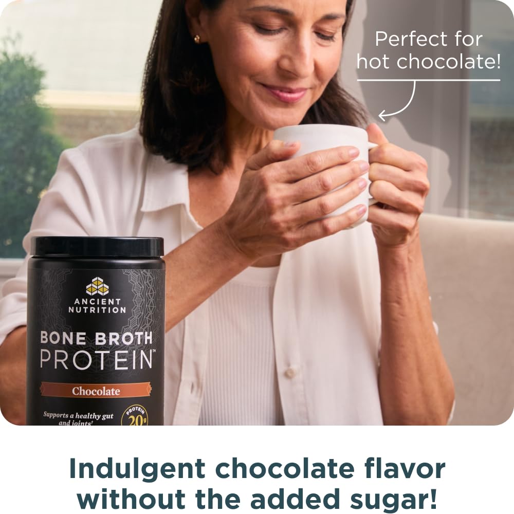 Label highlights ingredients and nutrients of Ancient Nutrition bone broth powder