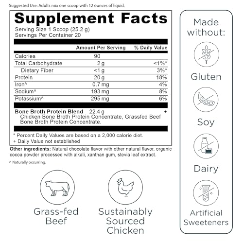 Ready-to-use Ancient Nutrition bone broth protein powder chocolate for quick drinks
