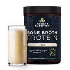 Ancient Nutrition bone broth protein powder vanilla tub offers premium flavor for smoothies