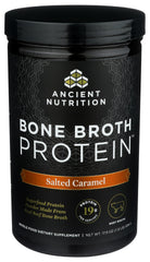 Creamy salted caramel shake made with Ancient Nutrition bone broth protein