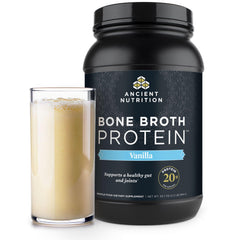Ancient Nutrition bone broth protein vanilla tub for versatile shakes
