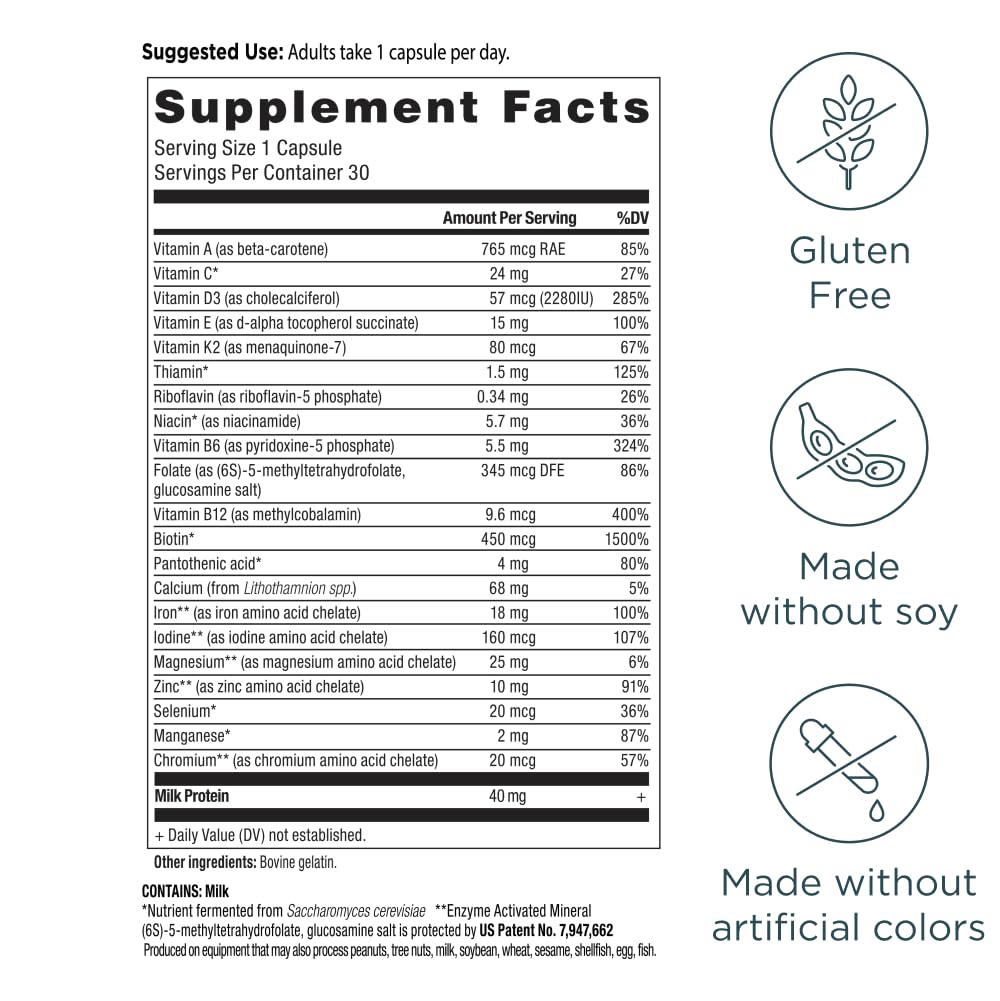 Ancient Nutrition Bone Health Multivitamin bottle back listing ingredients and dosage for simple daily use.