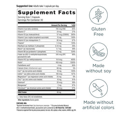Ancient Nutrition Bone Health Multivitamin bottle back listing ingredients and dosage for simple daily use.