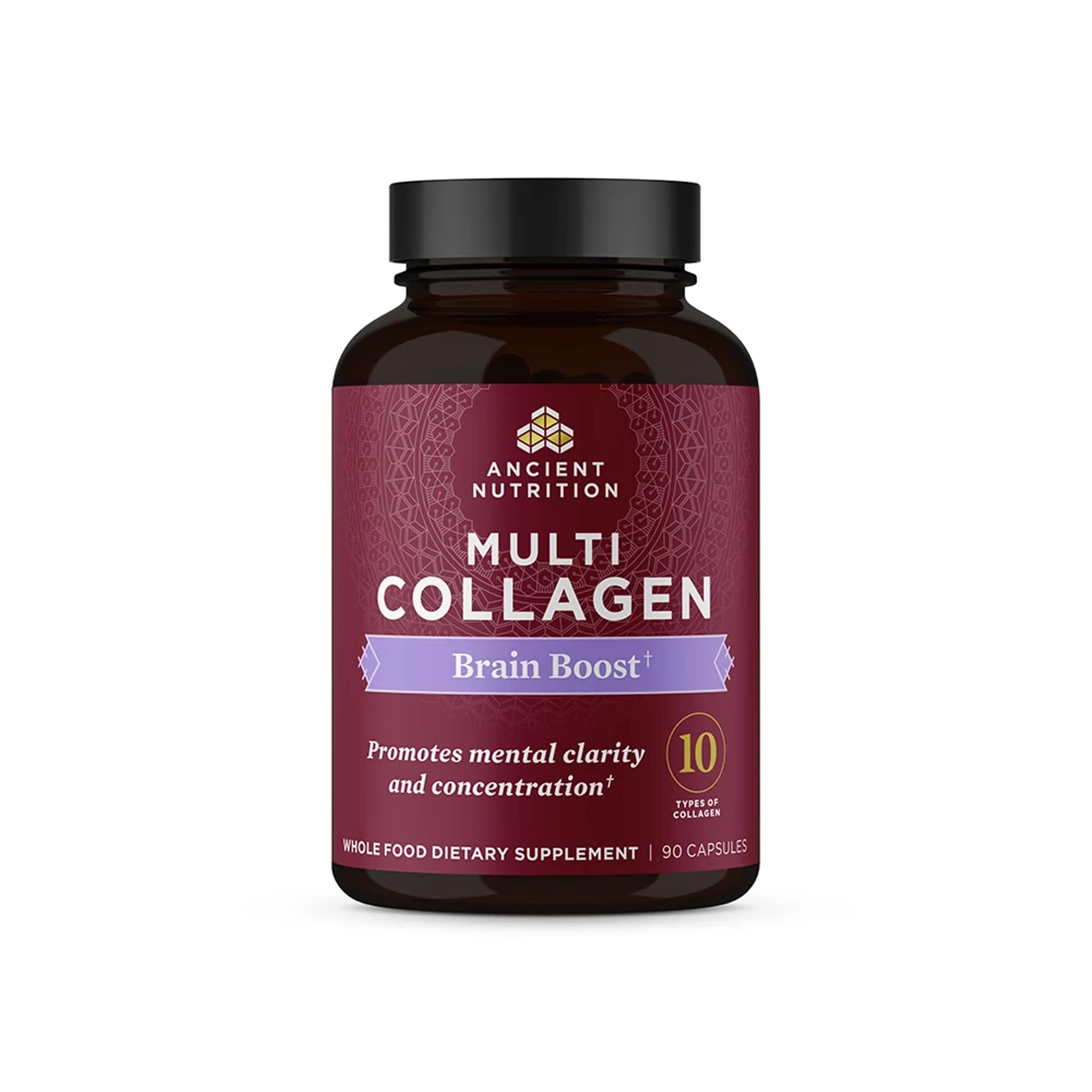 Ancient Nutrition Brain Boost bottle with capsules for daily focus support