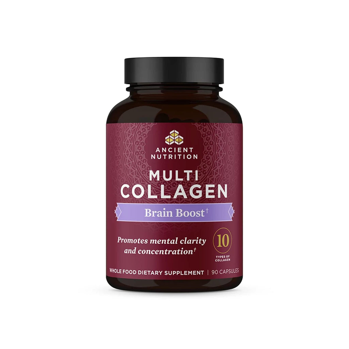 Ancient Nutrition Brain Boost bottle with capsules for daily focus support