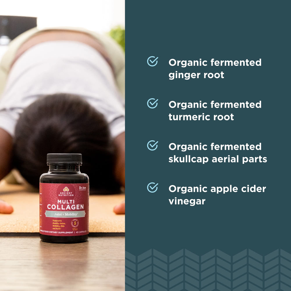 Ancient Nutrition capsules on table showcase simple daily supplementation.