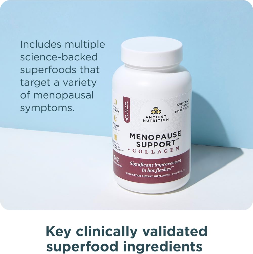 Ancient Nutrition chaste tree berry on label, a key menopause-supporting botanical.