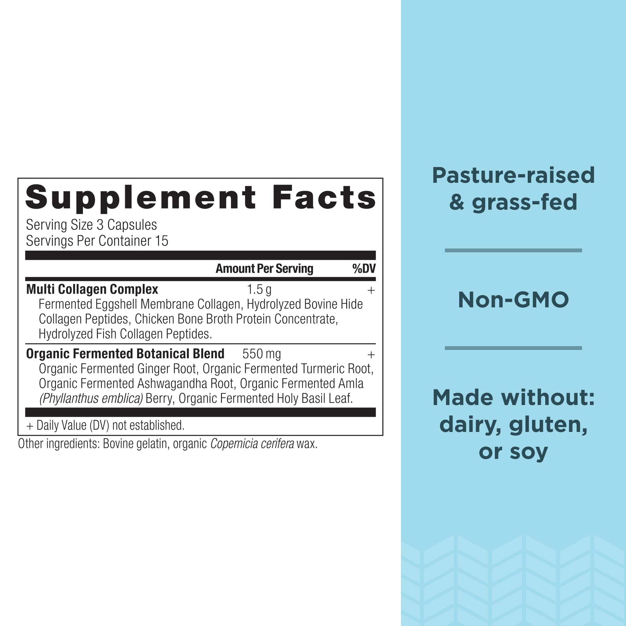 Ancient Nutrition collagen bottle label close-up showing purity and ingredients