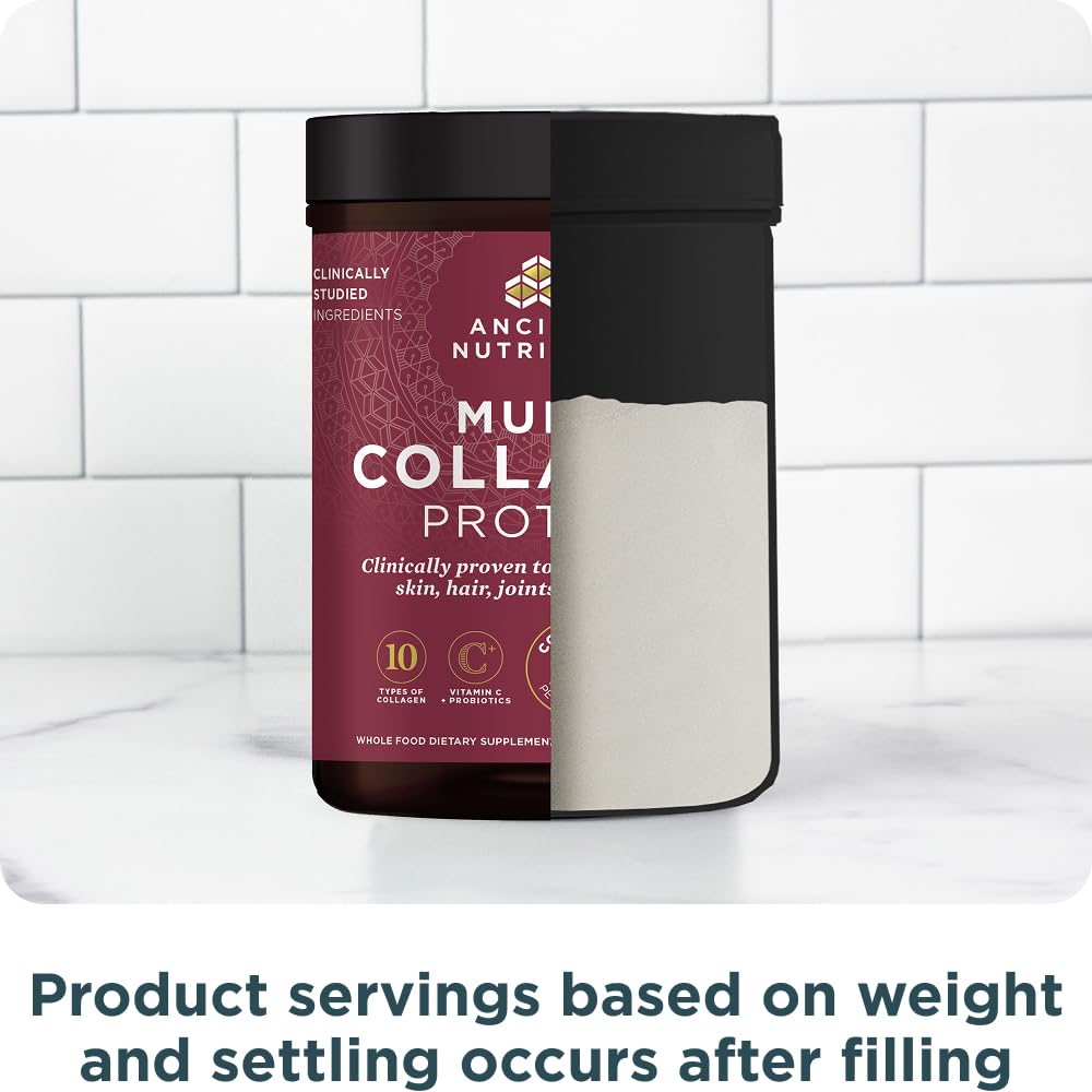Ancient Nutrition user pouring daily collagen into drink as part of routine.