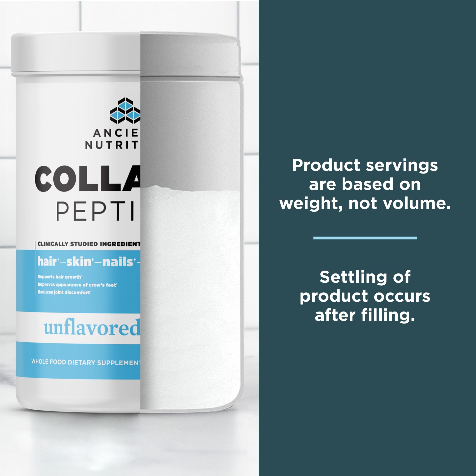 Ancient Nutrition Collagen Peptides keto paleo friendly badge indicates compatibility.