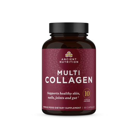 Ancient Nutrition Collagen Peptides Pills bottle showing capsules for skin and nails support