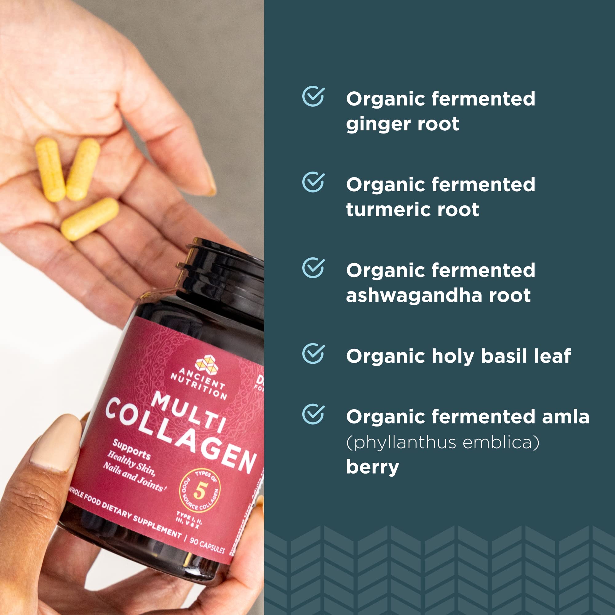 Ancient Nutrition Collagen Peptides Pills label confirms USA-made production