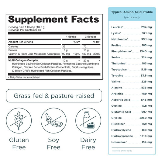 Ancient Nutrition collagen peptides scoop demonstrates easy measurement for beverages