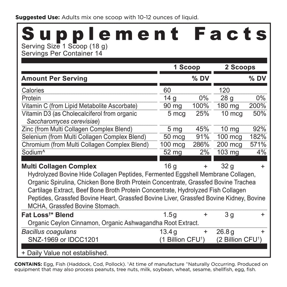 Ancient Nutrition collagen peptides scoop for easy daily protein portioning.