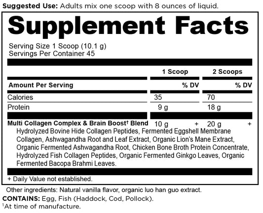Ancient Nutrition collagen powder closeup highlights clean, hormone-free sourcing.