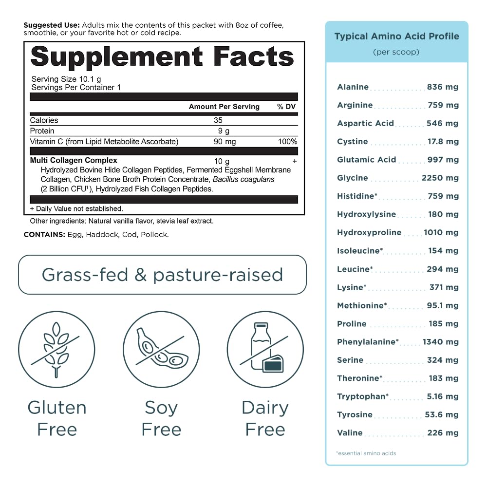 Ancient Nutrition collagen types I-X from four sources for skin, joints, and gut support