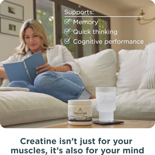 Ancient Nutrition Creatine + Collagen bottle closeup shows powder texture for smooth mixing.