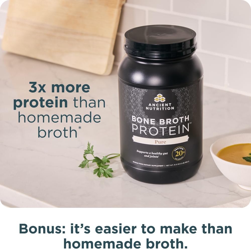 Ancient Nutrition grass-fed beef bone broth concentrate—premium ingredients